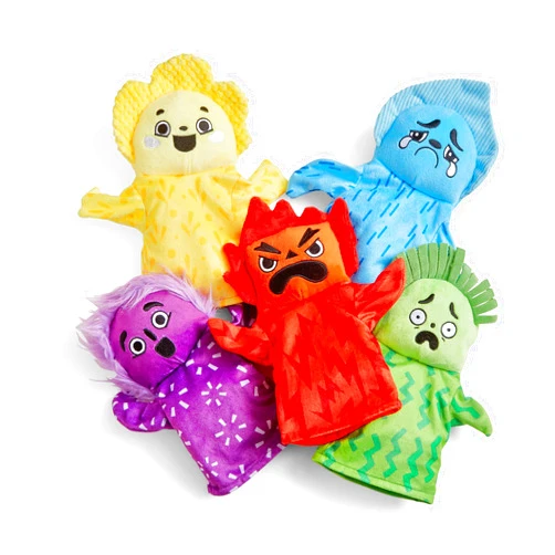 hand2mind Feelings Family Hand Puppets, Hand Puppets for Kids, Social Skills Activities, Mindfulness for Kids, Social Emotional Learning Activities, Sensory Play Therapy Toys for Counselors (Set of 5)