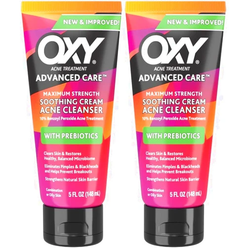 OXY Acne Medication Maximum Action Advanced Face Wash, Advanced Face Wash 5oz (Pack of 2)
