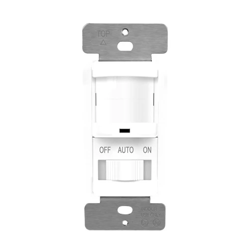 TOPGREENER in Wall PIR Motion Sensor Light Switch, Single Pole Occupancy Sensor Switch, Motion Sensor Switch, Need Neutral Wire, On/Off Override, 4A, 500W, TSOS5-W, 1Pack, White
