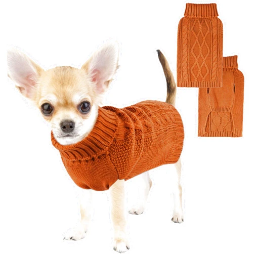 Viunimo Dog Sweaters for Small Dogs Dog Fall Sweater Dog Clothes for Chihuahua Winter Pet Clothes Thick Warm Puppy Sweater Turtleneck Doggie Yorkie Sweater Thanksgiving Dog Outfit (Brown, S)