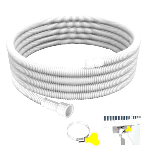 Ensayeer Flexible Universal Dehumidifier Drain Hose, with Cuttable Rubber Adapter & Connect Clamp, 10Ft Replacement Hose for Dehumidifiers & Portable Air Conditioners(White)