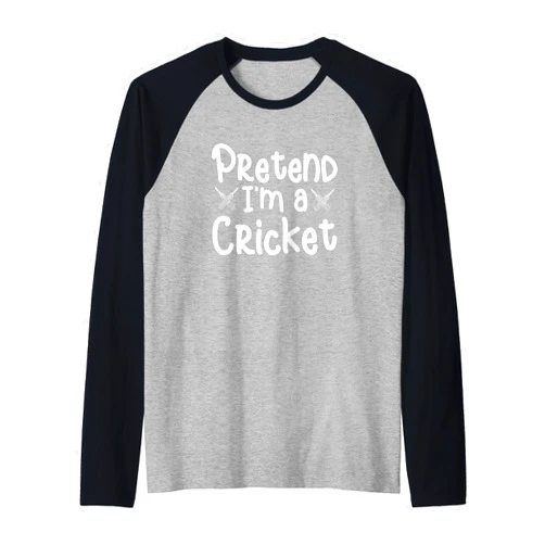 Halloween Costume Pretend Cricket Player Funny Tee Pretend I'm A Cricketer Cricket Player Cricketing Funny Raglan Baseball Tee