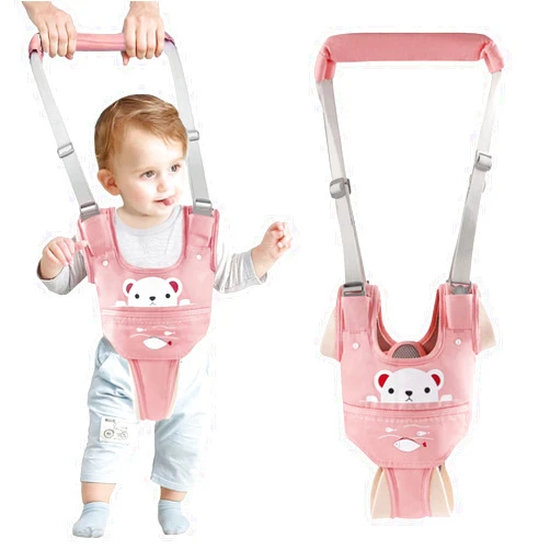 Ocanoiy Baby Walking Harness Handheld Baby Walker Assistant Belt Adjustable Toddler Infant Walker Safety Harnesses Standing Up and Walking Learning Helper with Detachable Crotch for 9-24 Month (Pink)