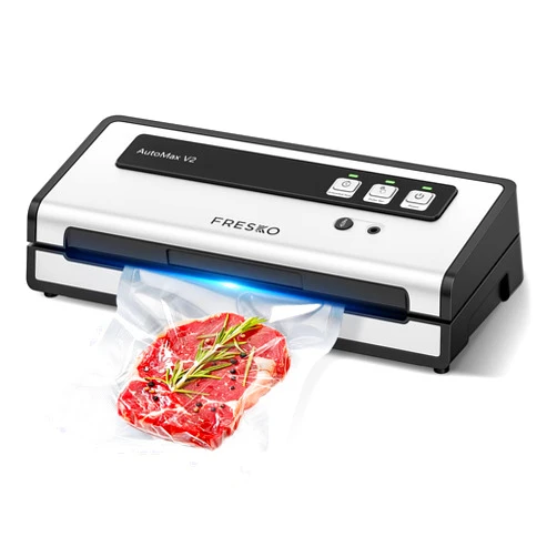 FRESKO Automatic Vacuum Sealer for Food with 95 kPa Powerful Suction, Compact Food Sealer machine Starter Kit with 10 Vacuum Bags for Dry/Moist Food, Sous Vide, Meal Prep