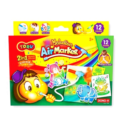 TORU Melodion Air Marker Sprayer Set, Drawing Color Pens/Easy-to-use air Marker/Airbrush Craft Kit with Stencils (12 Colors)