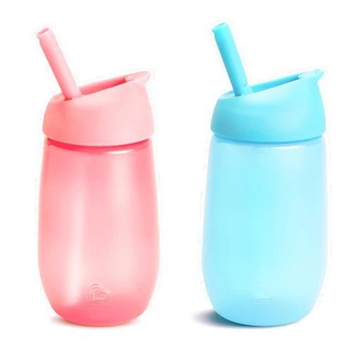Munchkin® Simple Clean™ Toddler Sippy Cup with Easy Clean Straw, 10 Ounce, 2 Pack, Pink/Blue