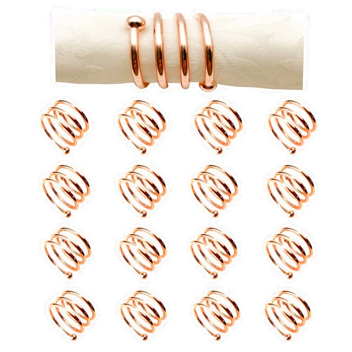 Runchao Napkin Ring, 12 Pcs Metal Napkin Holder for Wedding Party Dinner Table Decoration (12 PCS - Spiral,Rose Gold)