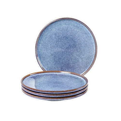 UNICASA Ceramic Dessert Plates - Dinner Salad Plates Set of 4, 8.25 Inch Round Serving Dishes Set for Pasta - Stoneware Dinnerware Set Kitchen, Dishwasher, Microwave & Oven Safe (Blue)