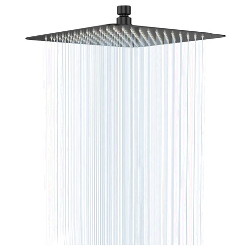 NearMoon Rain Shower head, NearMoon High Flow Stainless Steel Square Rainfall ShowerHead, Waterfall Bath Shower Body Covering, Ceiling or Wall Mount (12 Inch, Matte Black)