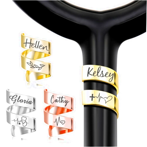 Zhamate Personalized Stethoscope Name Tag,Nurse Accessories for Work,Custom Stethoscope ID Charm Accessories Wrap Stethoscope Charms Nurse Gifts for RN,Doctor,Rotation