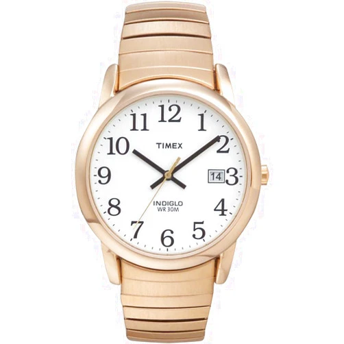 Timex Men's Easy Reader 35mm Watch - Gold-Tone Expansion Band White Dial Gold Tone Case