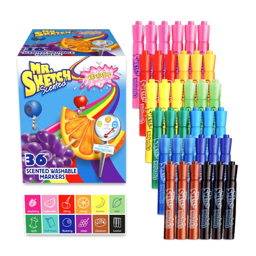 Mr. Sketch Scented Washable Markers, Chisel Tip Marker, Assorted Colors, 36 Count