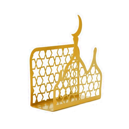 PTYQU Eid Mubarak Decorations,Ramadan Kareem Paper Towel Holder Metal Paper Napkin Tissue Table Decor for Ramadan Gifts