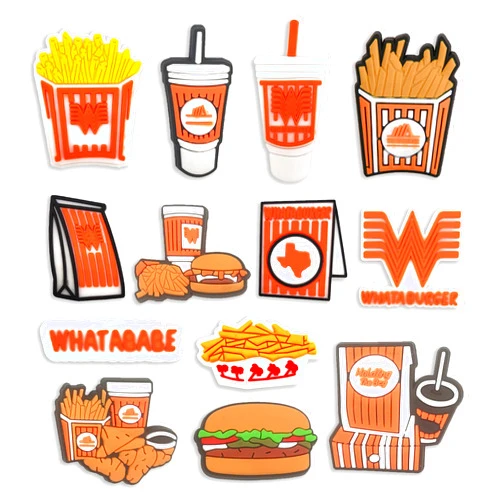 JunxinGYL 13PCS fast food shoe Charms Texas Food Fried Chicken Hamburger Drink Charm Shoes Accessories Cute Decorations fit Sandals Bracelets Gift for Teens Women Men