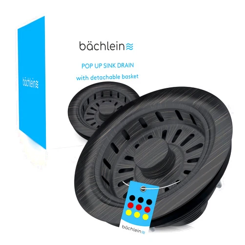 Bächlein Kitchen Pop Up Sink Basket Strainer with Drain Assembly - 3 1/2 Inch - Oil Rubbed Bronze