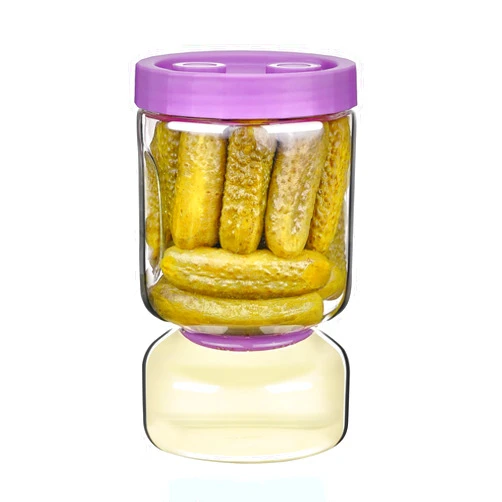 ZENS Pickle Jar with Strainer Flip, 51oz Pickle Container Pickle Juice Separator Hourglass Jar for Olive Keeper, Leakproof Pickle Holder Jars for Pickling Dill Sliced Storage, Gifts for Mom