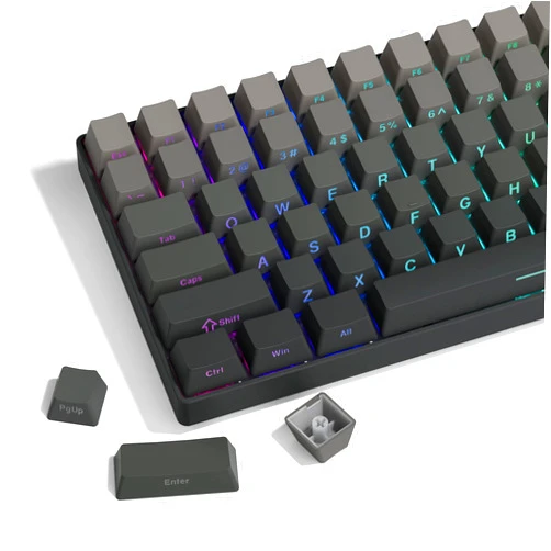 SDYZ XVX PBT Keycaps - Side Printed Keycap Set, Double Shot Shine Through Custom Keycaps, Gradient Gray Keycaps OEM Profile 136 Keys, Minimalist Style Phantom Keyboard Keycap for Mechanical Keyboards