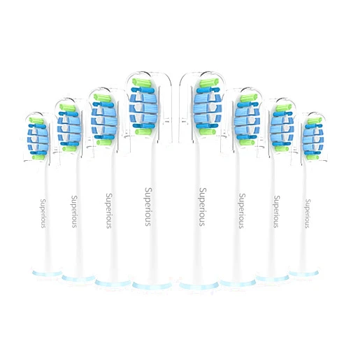Superious Replacement Toothbrush Heads Compatible with Philips Sonicare – Fits C1, C2, C3, 4100, 5100, 2100, DiamondClean, ProtectiveClean, FlexCare and More - 8 Pack