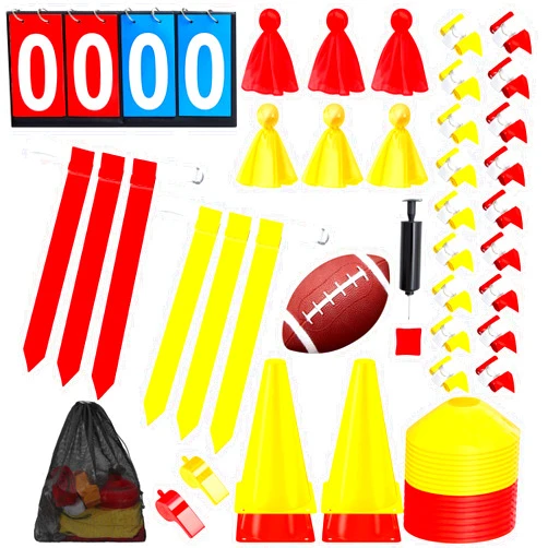 Liliful 20 Player Football Set, Flag Rugby Includes 20 Adjustable Flag Belts 2 Whistles and Mesh Carrying Bag for Adult Youth