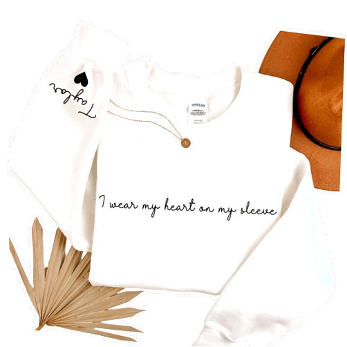 Coreus Personalized Mom Sweatshirt with Kids Names I Wear My Heart On My Sleeve Custom Mama Sweatshirt Christmas Gift for Mom Birthday Gift Mothers Day Gift