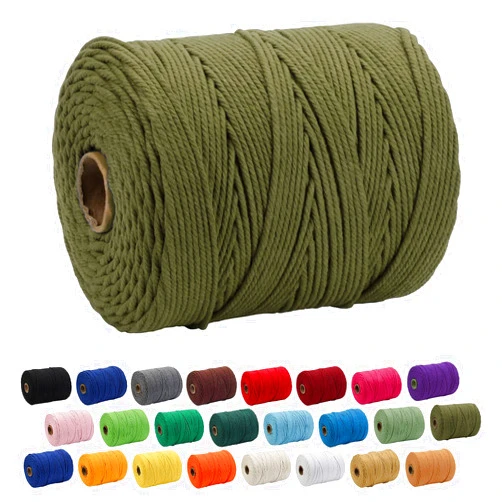 ZOUTOG Macrame Cord, ZOUTOG 4mm x 328 yd (about 300m) 100% Natural Cotton Soft Unstained Rope for Handmade Plant Hanger Wall Hanging Craft Making, Army Green