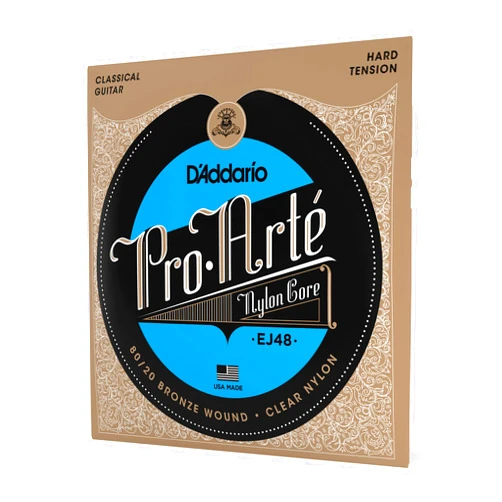 D'Addario Guitar Strings - Pro-Arte Classical Guitar Strings - EJ48 - Nylon Guitar Strings - 80/20 Bronze Wound, Nylon Core - Hard Tension