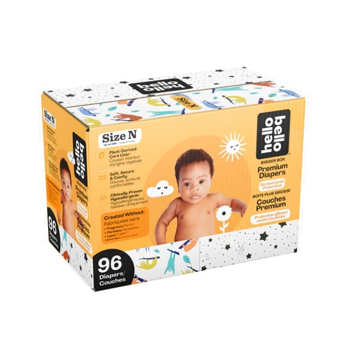 Hello Bello Diapers, Size NB (Up to 10 lbs) - 96 Count of Premium Disposable Baby Diapers in Umbrella & Koala Kids Designs - Hypoallergenic with Soft, Cloth-Like Feel