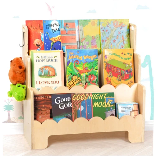 Tohiasen Kids Bookshelf Wooden 3-Tier, Scalloped Book Shelf for Kids Rooms, Front Facing Toddler Montessori Bookshelf, Baby Nursery Book Shelves Kids Classroom Bookshelf Bookcase
