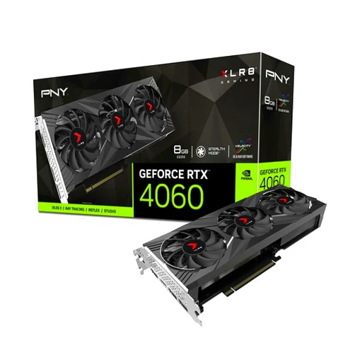 PNY GeForce RTX™ 4060 8GB XLR8 Gaming Verto™ RGB Triple Fan Graphics Card DLSS 3 (ARGB,128-bit, PCIe 4.0, GDDR6, HDMI/DisplayPort, Supports 4k, 2 Slot)