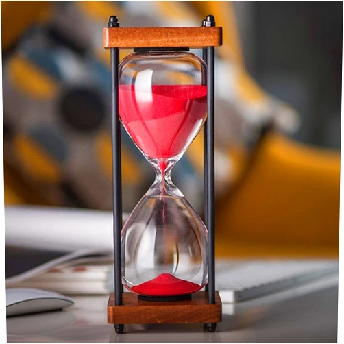 INCZPDQY Hourglass Sand Timer,Hourglass Sandglass Clock, Management Assistant Wooden Hourglass Timer 30 Minutes (Color : Sabbia Nera, Size : 9.6 * 9.6 * 25cm) Hourglass(Sabbia Rossa)