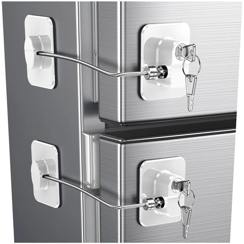 WILNIRY 2 Pack Refrigerator Door Lock, Child Proof Fridge Door Lock for Kitchen Freezer, Cabinets and Drawers, Air Oven Air Fryer, Closets, Windows, Doors-No Tools Need or Drill (Patent) (2 pcs Lock White)