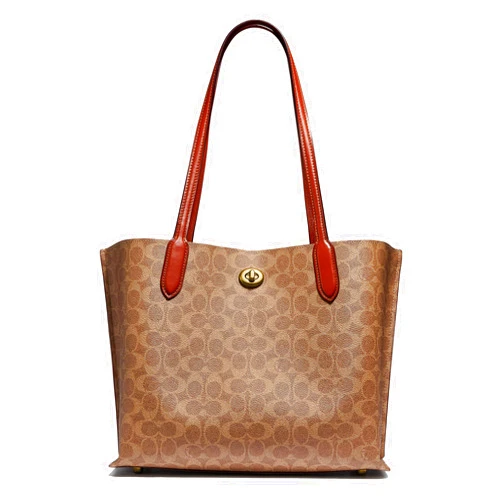 COACH Coated Canvas Signature Willow Tote, Tan Rust, One Size