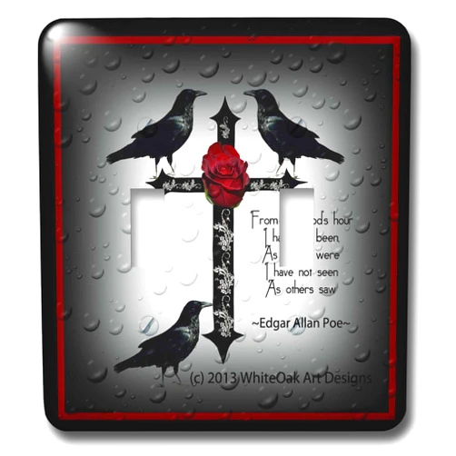 3dRose lsp_165355_2 A Black Gothic Cross with Designs and Ravens Double Toggle Switch