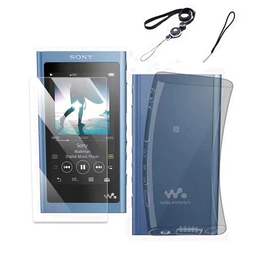 Bestforyou for Sony NW A55 Case,Soft TPU Protective Skin Case Cover for Sony Walkman NW-A55HN A56HN A57HN A50 A55 A56 A57 with Front Screen Protector Tempered Glass (Clear Black case and Glass)
