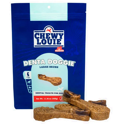CHEWY LOUIE Denta Doggie Natural Dog Dental Treat, No Artificial Flavors, Promotes Dental Support - Large Size - 1 Bag, 6 Count