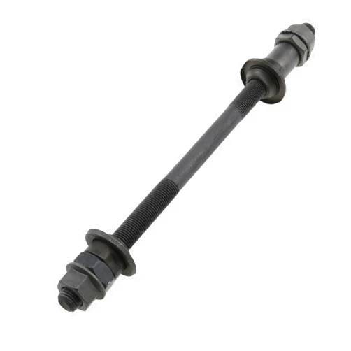 Meuey Lyot Bike Axle 190MM Bicycle Multiple Speed Rear Hub Axle 3/8 Inch Black 26 TPI Hub Shaft Conical Lock Nut Washer Kit -1PCS