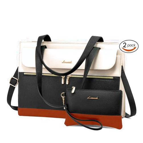 LOVEVOOK Laptop Bag for Women 15.6 Inch Laptop Tote Work Bag Professional Leather Computer Briefcase Waterproof Handbag Shoulder Bag Large Capacity Business Teacher Office Bag Crossbody Purse