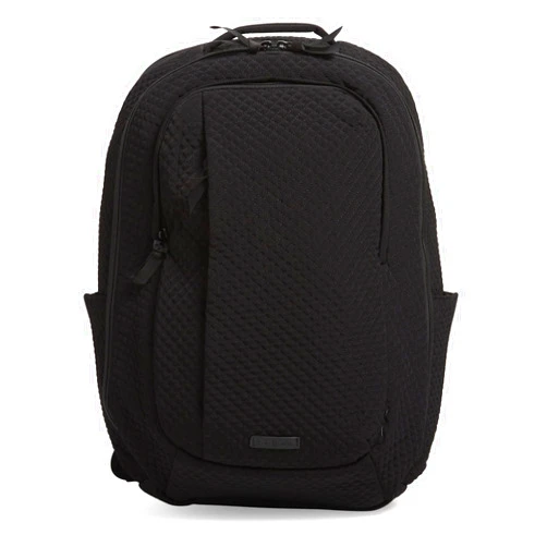 Vera Bradley Women's Microfiber Large Travel Backpack Travel Bag, Classic Black, One Size
