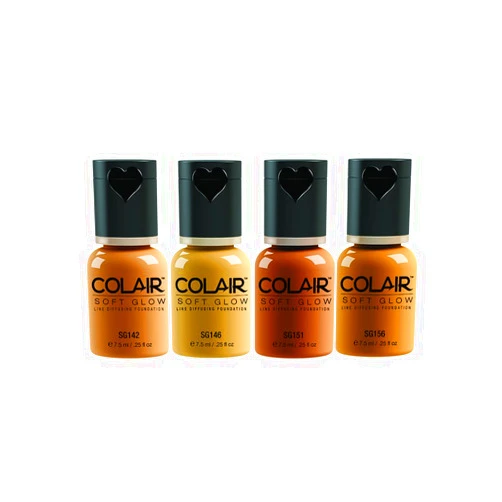Dinair Airbrush Makeup Foundation | 4pc Tan Shades Set | Soft Glow: Matte Finish | Size 1/4 oz.