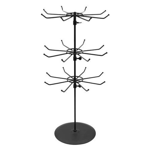 APL Display Medium Duty Adjustable Three Tier Counter Top Spinner Display Stand, Black