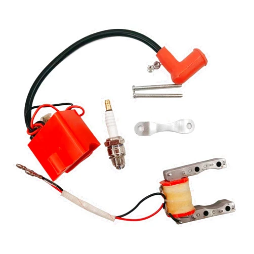 Singlac Black and Red CDI Ignition Coil Magneto Coil and Spark Plug Replacement for 49cc-80cc 2-Stroke Engine Motorized Bicycle Bike