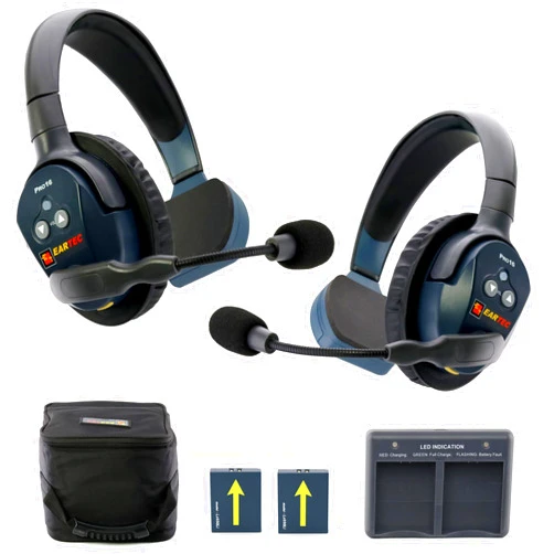 EARTEC Ultralite PRO16 ETP2S Full-Duplex Long Range Wireless Intercom System - 2 Single Ear Headsets, Up to 1/2 Mile Range, 2.4 GHz, U.S. Company