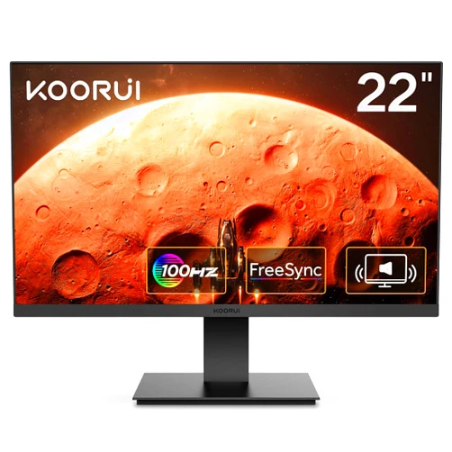 KOORUI Monitor 21.5 Inch Gaming Monitor FHD 1080P/Full HD 100HZ PC Monitor VA Panel LCD Display with Speakers Adpitive sync (HDMI/VGA/VESA Compatible/Audio Terminal) S01