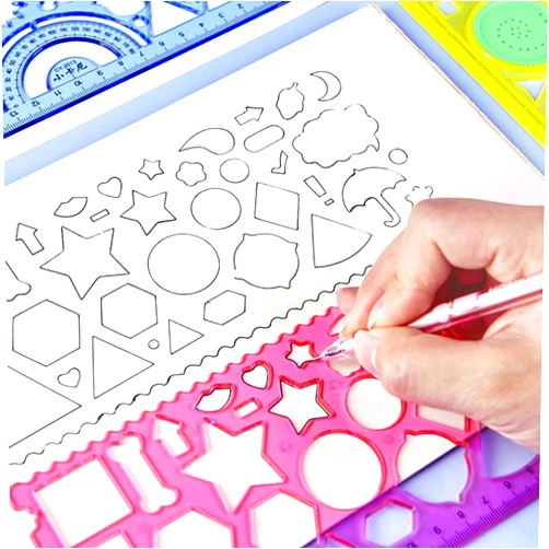 Ewantgo Letter Stencils Template Plastic Number Alphabet Lettering Guide Drawing Template Ruler Kit for Kids Learning, Painting, Scrapbooking Back to School (Random Color) (Graphic Stencils)