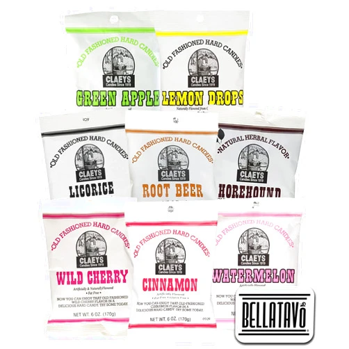 BELLATAVO Ultimate Hard Candy Assortment Bundle. Includes Eight-6 Oz Bags of Claeys Old Fashioned Hard Candy Plus a BELLATAVO Fridge Magnet. One Bag Each of Eight Different Flavors of Claeys Candy!
