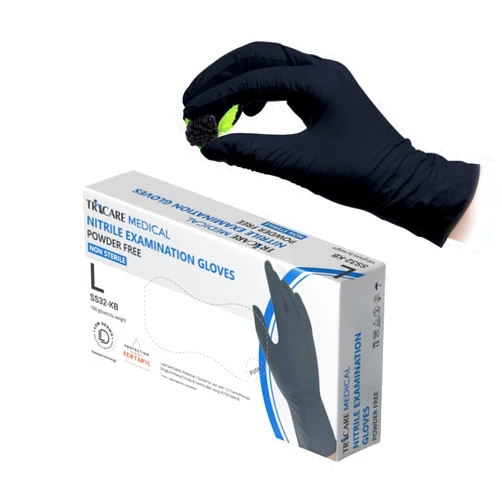 TRICARE MEDICAL Nitrile Exam Gloves, Low Derma, Chemo Drug Tested, Latex free, Powder free, Berry Black, 3.5 Mil, S/M/L/XL