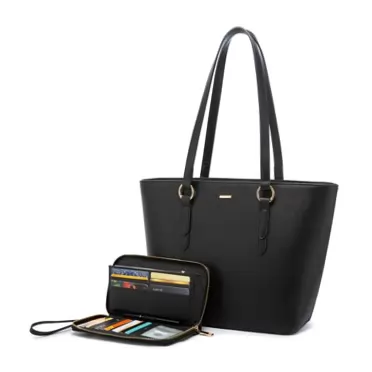 LOVEVOOK Purses and Wallet Set for Women, Work Tote Purse Shoulder Bag, Fashion Handbags with Matching Wallets Set 2 Pcs 2pcs/Set Black