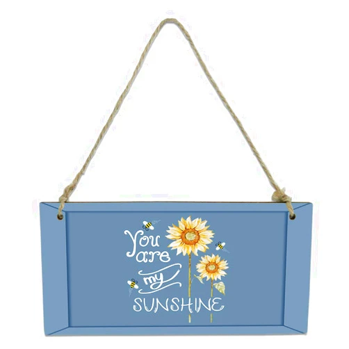 Chic D Welcome Wood Signs for Porch, Sunflower Sunshine Blue Custom Wooden Signs, Vintage Wood Personalized Wooden Plaque Crafts Sign Wall Pediments Decoration, 8x4in(20x10cm)