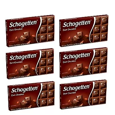Schogetten German Dark Chocolate, 100g/3.5oz (Pack of 6) Dark Chocolate 3.52 Ounce (Pack of 6)