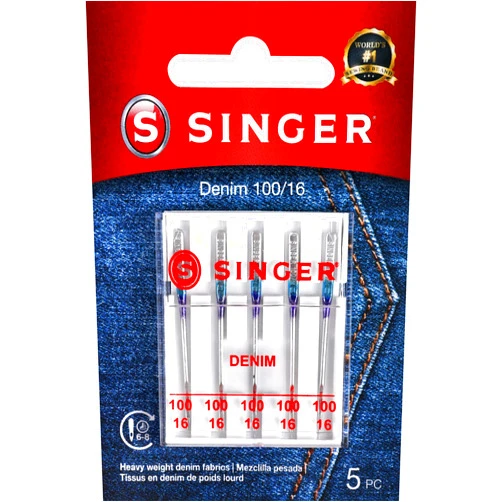 SINGER Denim Sewing Machine Needles, Size 100/16-5 Count
